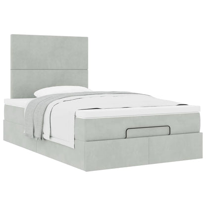 Ottoman bed met matrassen 120x200cm fluweel lichtgrijs