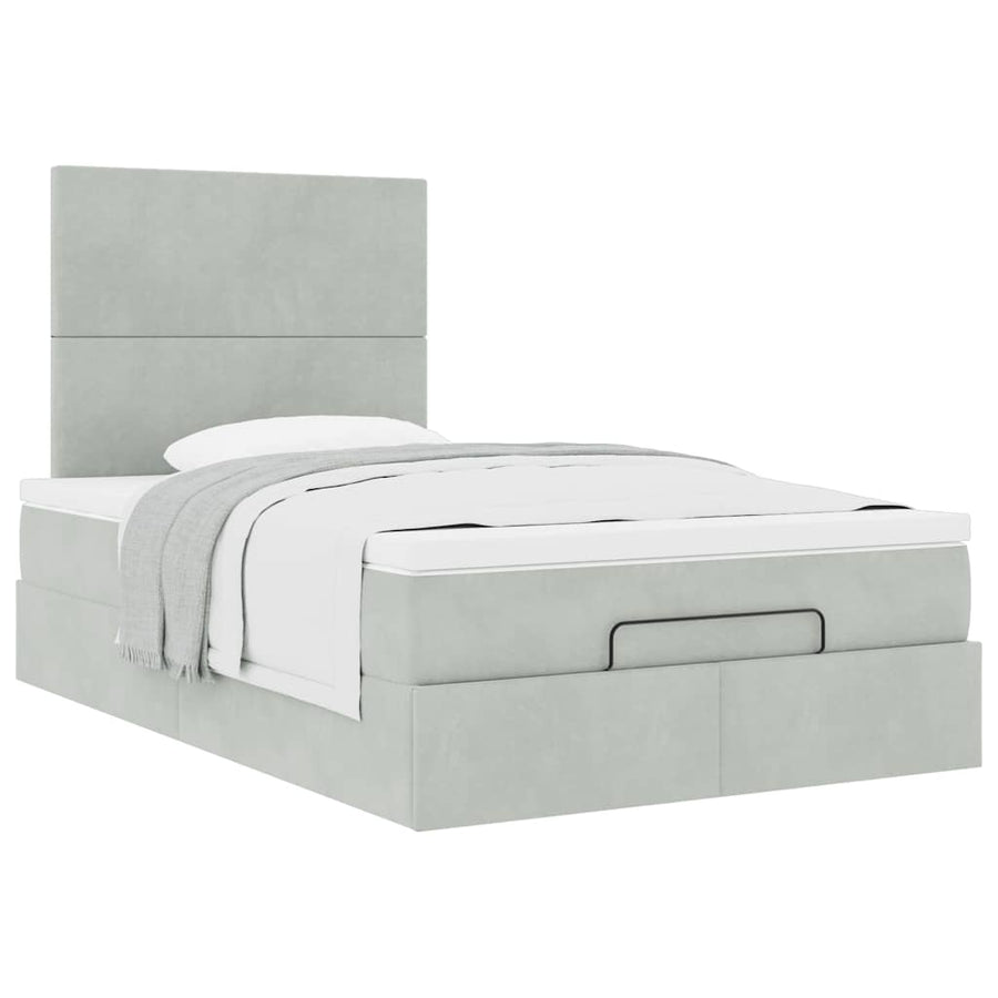Ottoman bed met matrassen 120x200cm fluweel lichtgrijs