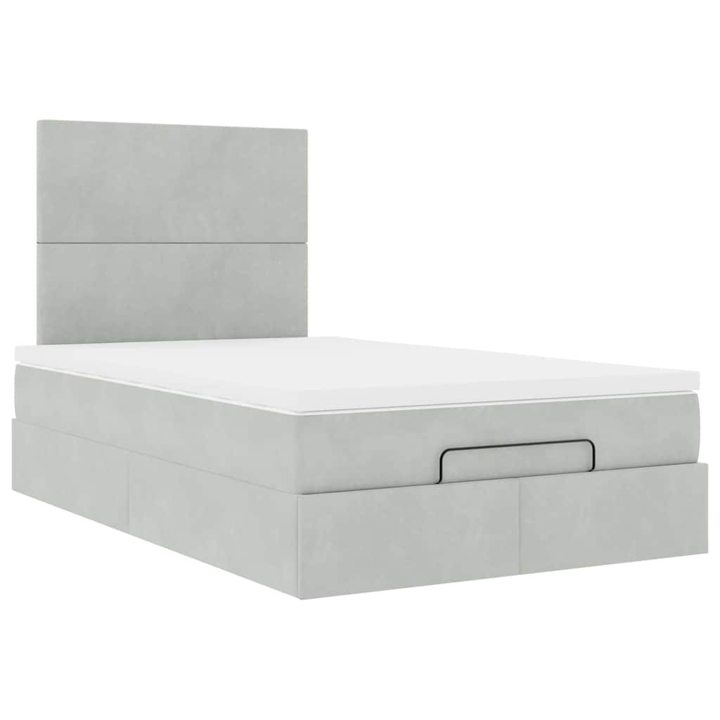 Ottoman bed met matrassen 120x200cm fluweel lichtgrijs