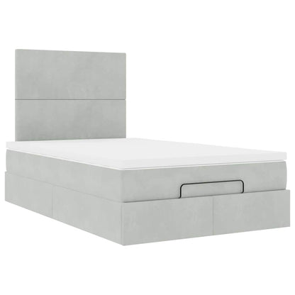 Ottoman bed met matrassen 120x200cm fluweel lichtgrijs