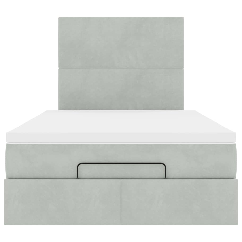 Ottoman bed met matrassen 120x200cm fluweel lichtgrijs