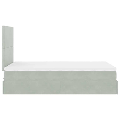 Ottoman bed met matrassen 120x200cm fluweel lichtgrijs
