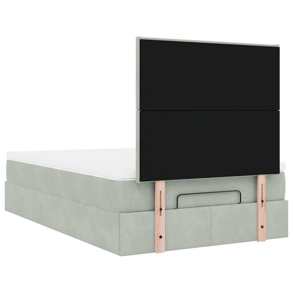 Ottoman bed met matrassen 120x200cm fluweel lichtgrijs