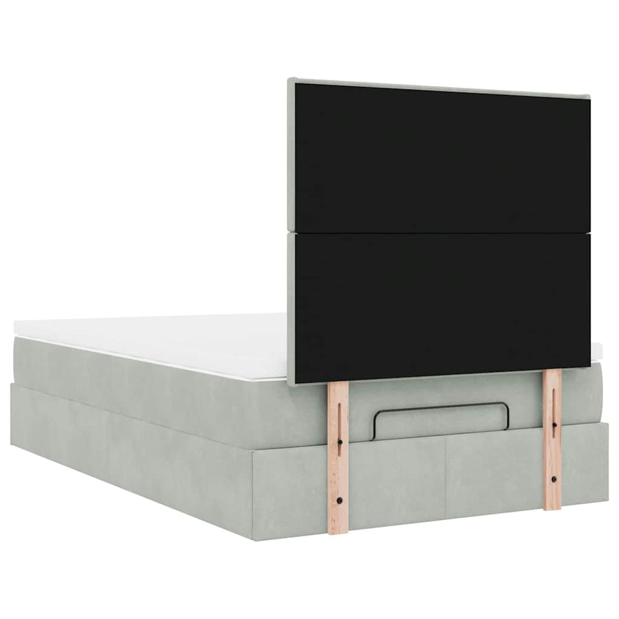 Ottoman bed met matrassen 120x200cm fluweel lichtgrijs