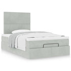 Ottoman bed with mattresses 120x200cm velvet light grey