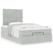 Ottoman bed with mattresses 120x200cm velvet light grey