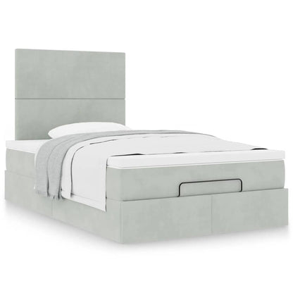 Ottoman bed met matrassen 120x200cm fluweel lichtgrijs