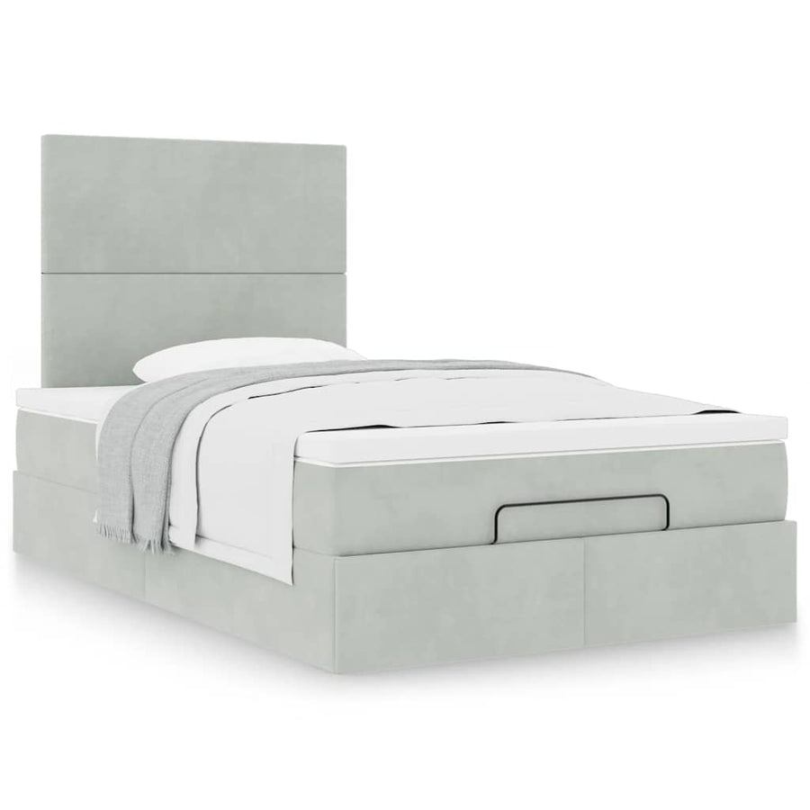 Ottoman bed met matrassen 120x200cm fluweel lichtgrijs