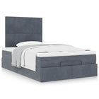 Ottoman bed with mattresses 120x200cm velvet dark grey