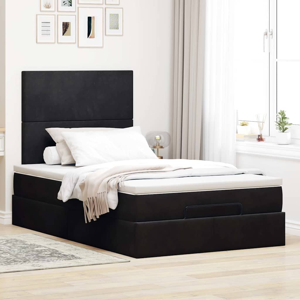Ottoman bed met matrassen 120x200cm fluweel zwart
