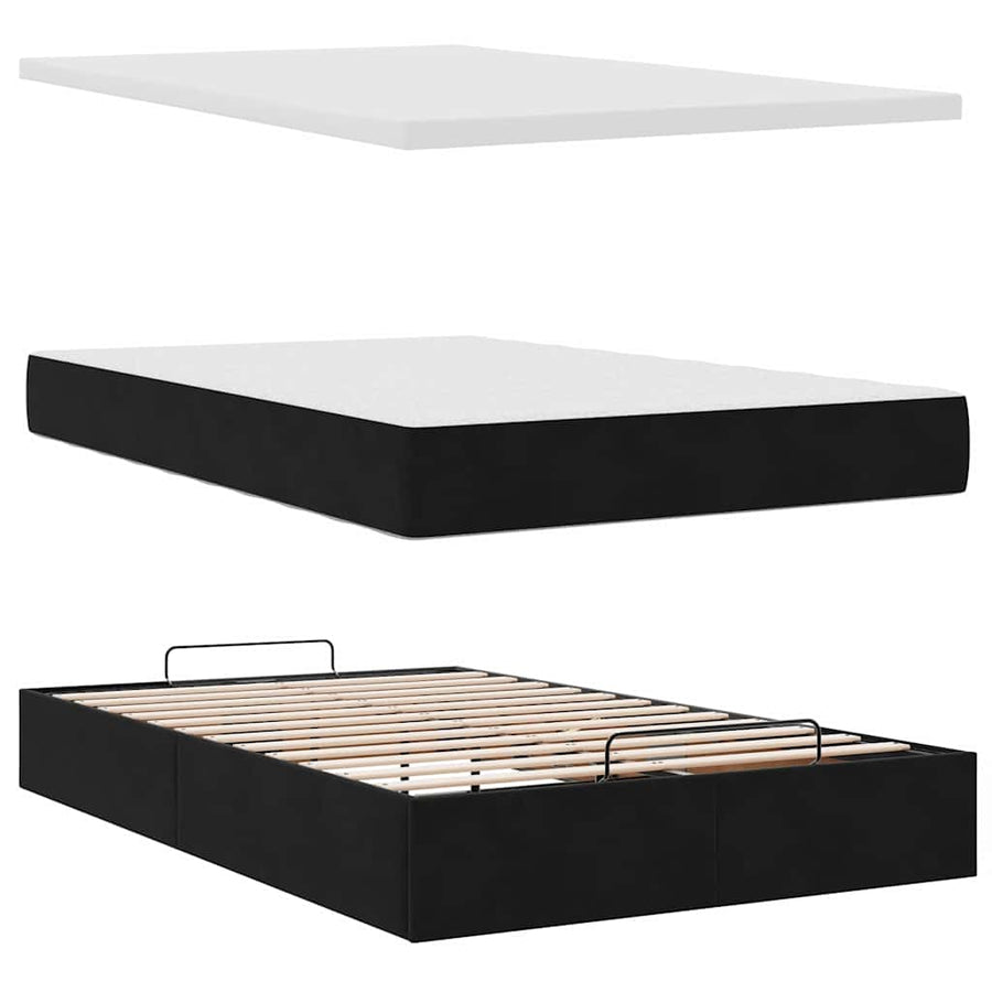 Ottoman bed met matrassen 120x200cm fluweel zwart