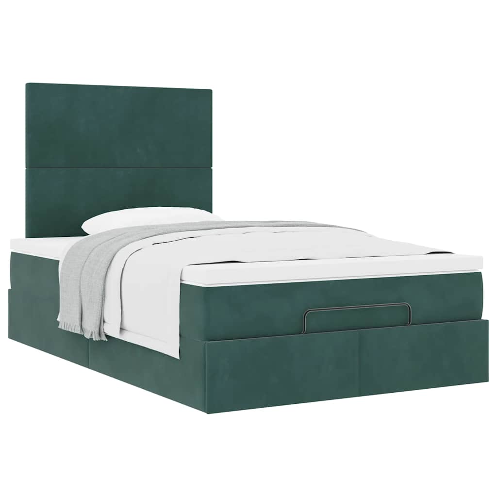 Ottoman bed met matrassen 120x200cm fluweel donkergroen