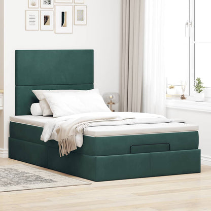 Ottoman bed met matrassen 120x200cm fluweel donkergroen