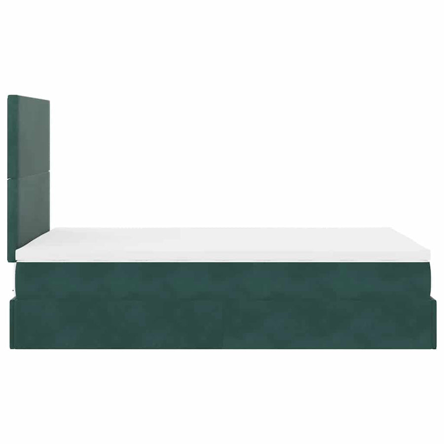 Ottoman bed met matrassen 120x200cm fluweel donkergroen