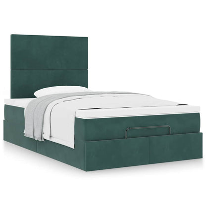 Ottoman bed met matrassen 120x200cm fluweel donkergroen
