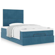 Ottoman bed with mattresses 120x200cm velvet dark blue