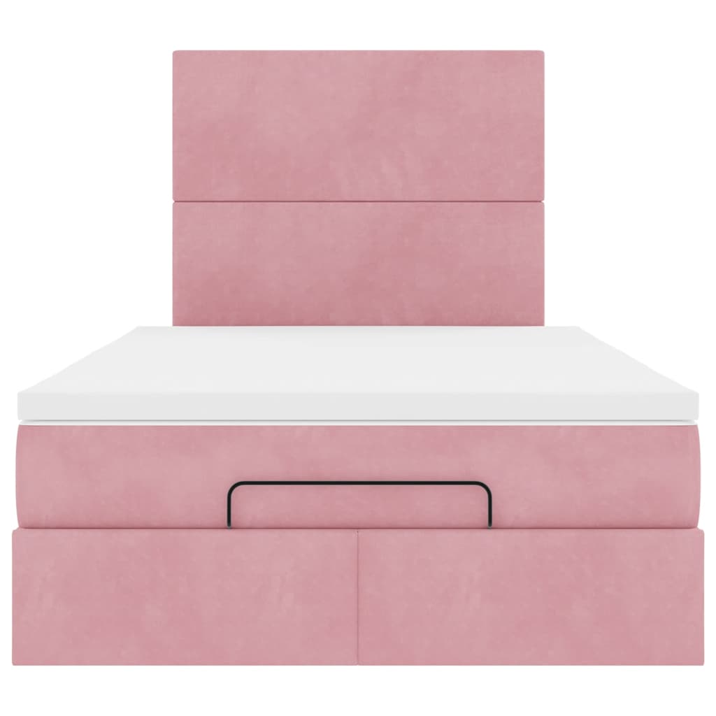 Ottoman bed met matrassen 120x200cm fluweel roze