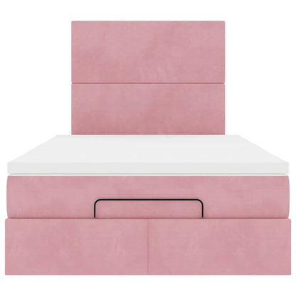 Ottoman bed met matrassen 120x200cm fluweel roze