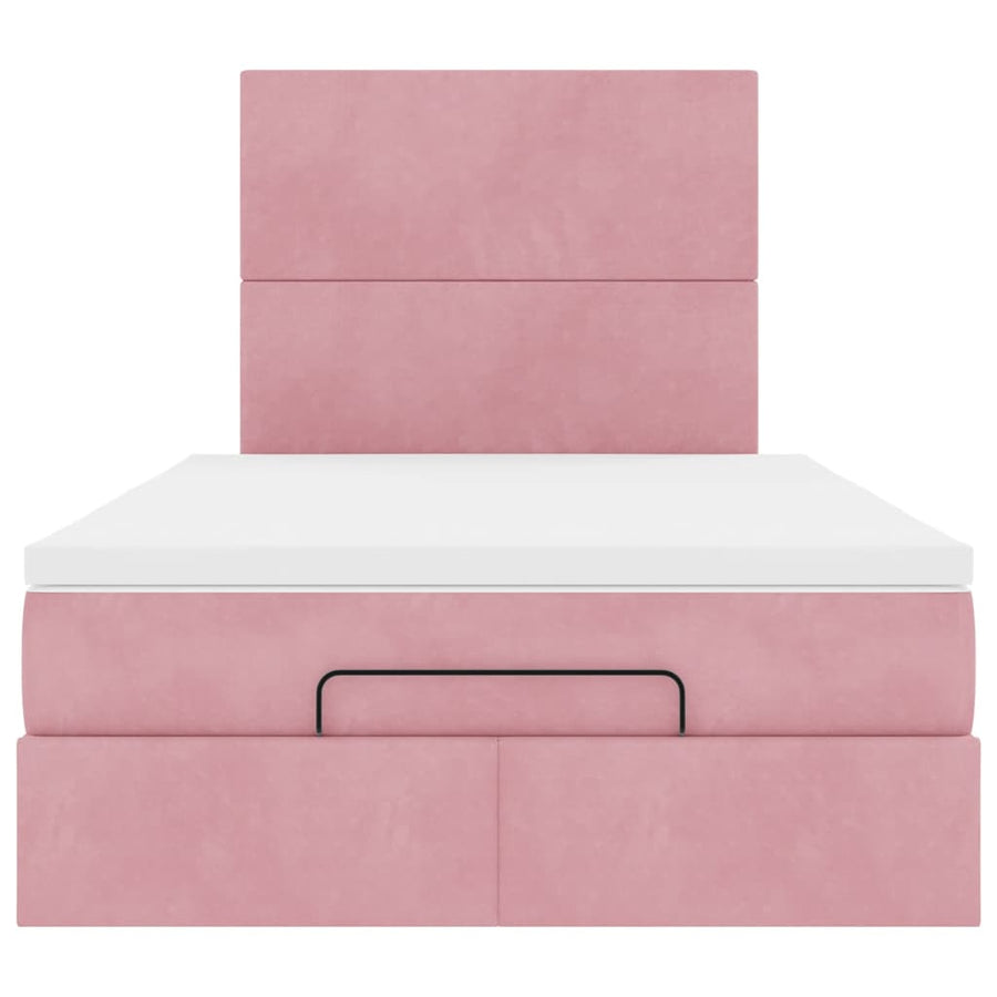 Ottoman bed met matrassen 120x200cm fluweel roze