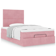 Ottoman bed with mattresses 120x200cm velvet pink