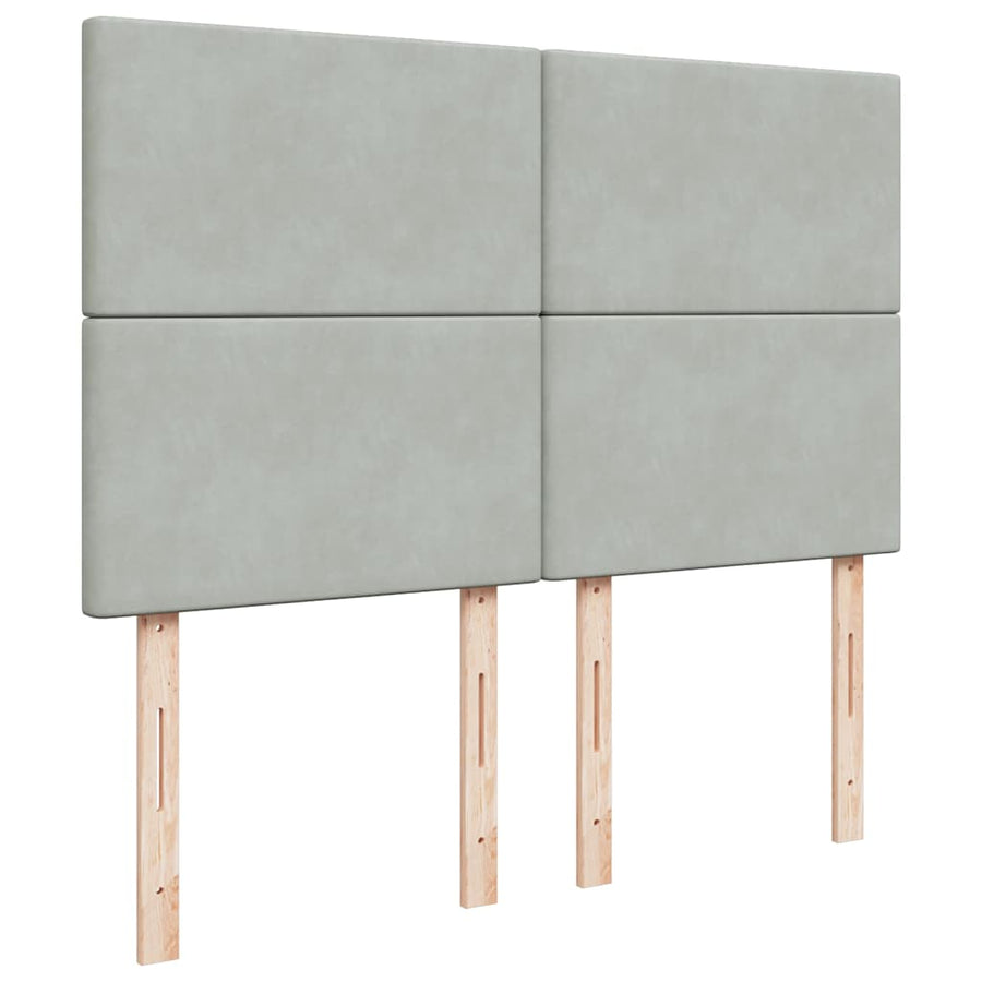 Ottoman bed met matrassen 140x190cm fluweel lichtgrijs