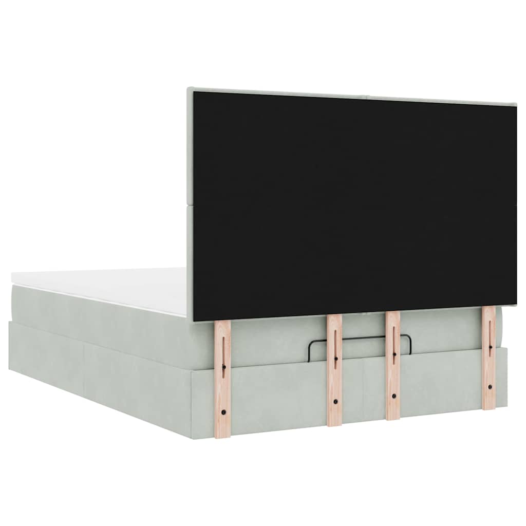 Ottoman bed met matrassen 140x190cm fluweel lichtgrijs