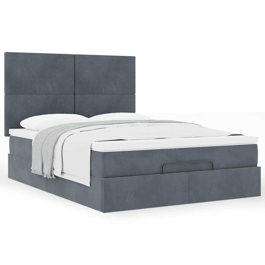 Ottoman bed met matrassen 140x190cm fluweel donkergrijs