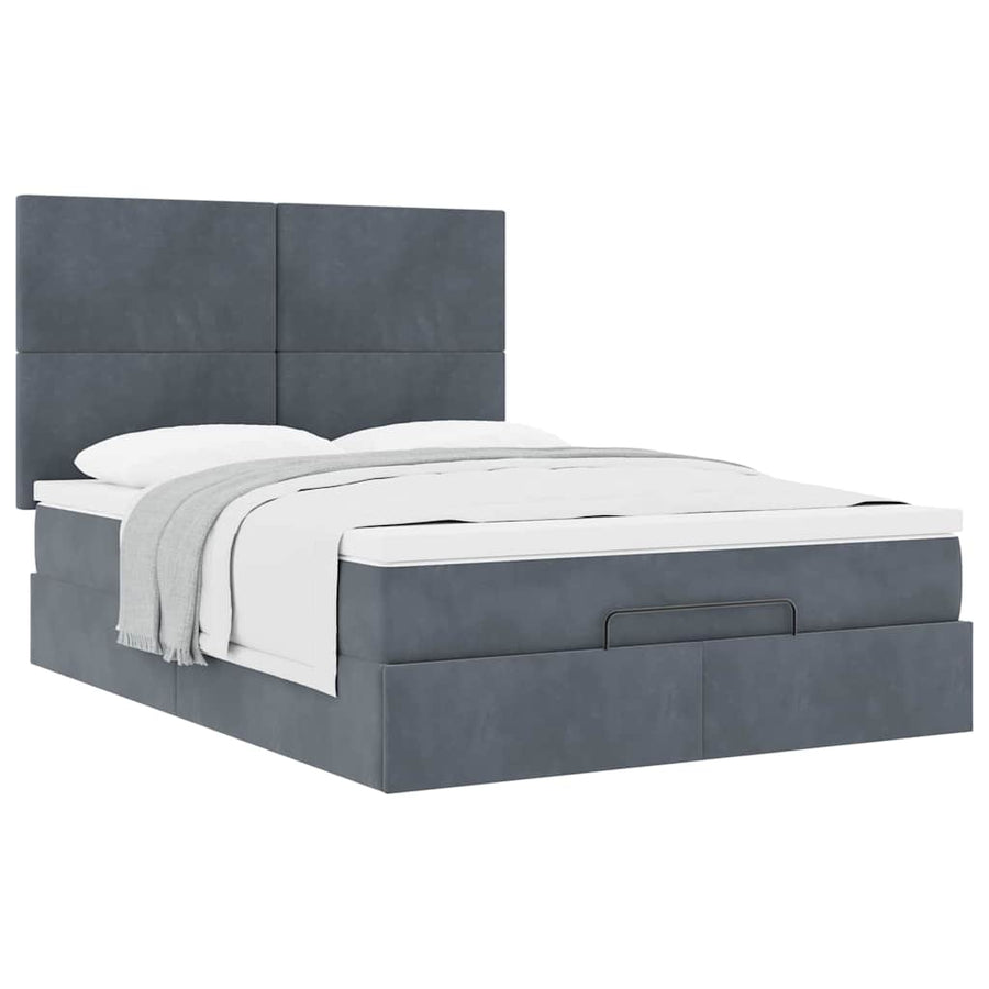 Ottoman bed met matrassen 140x190cm fluweel donkergrijs