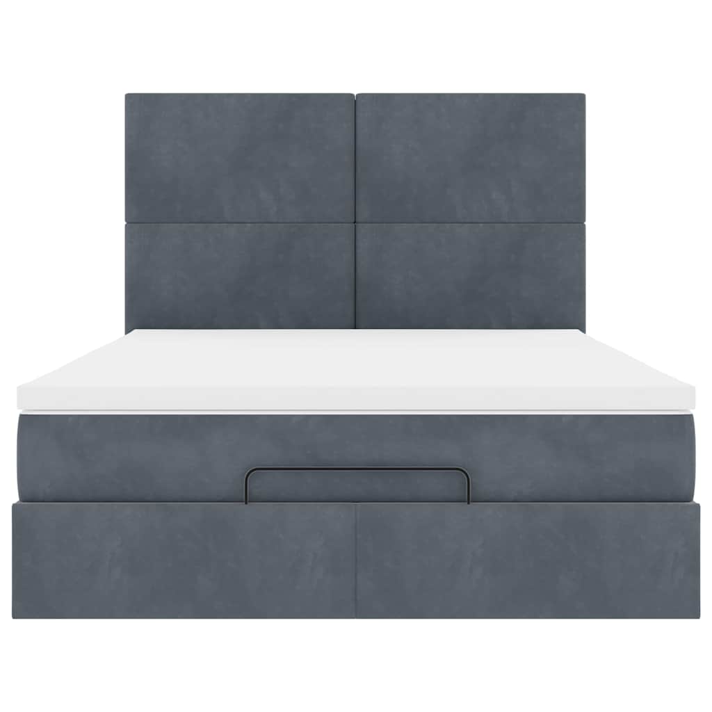 Ottoman bed met matrassen 140x190cm fluweel donkergrijs