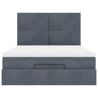 Ottoman bed met matrassen 140x190cm fluweel donkergrijs