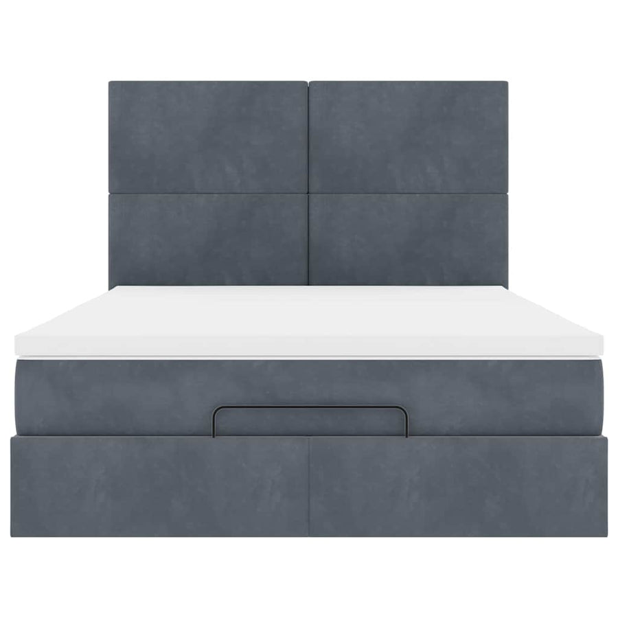 Ottoman bed met matrassen 140x190cm fluweel donkergrijs
