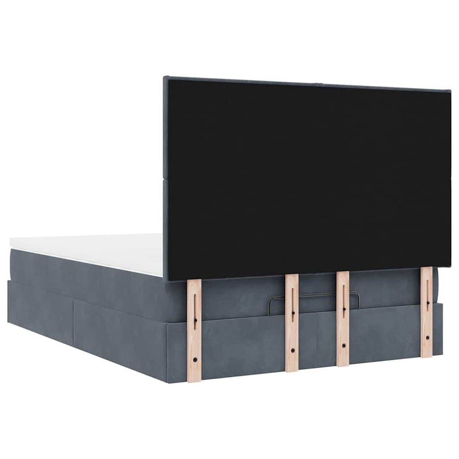 Ottoman bed met matrassen 140x190cm fluweel donkergrijs