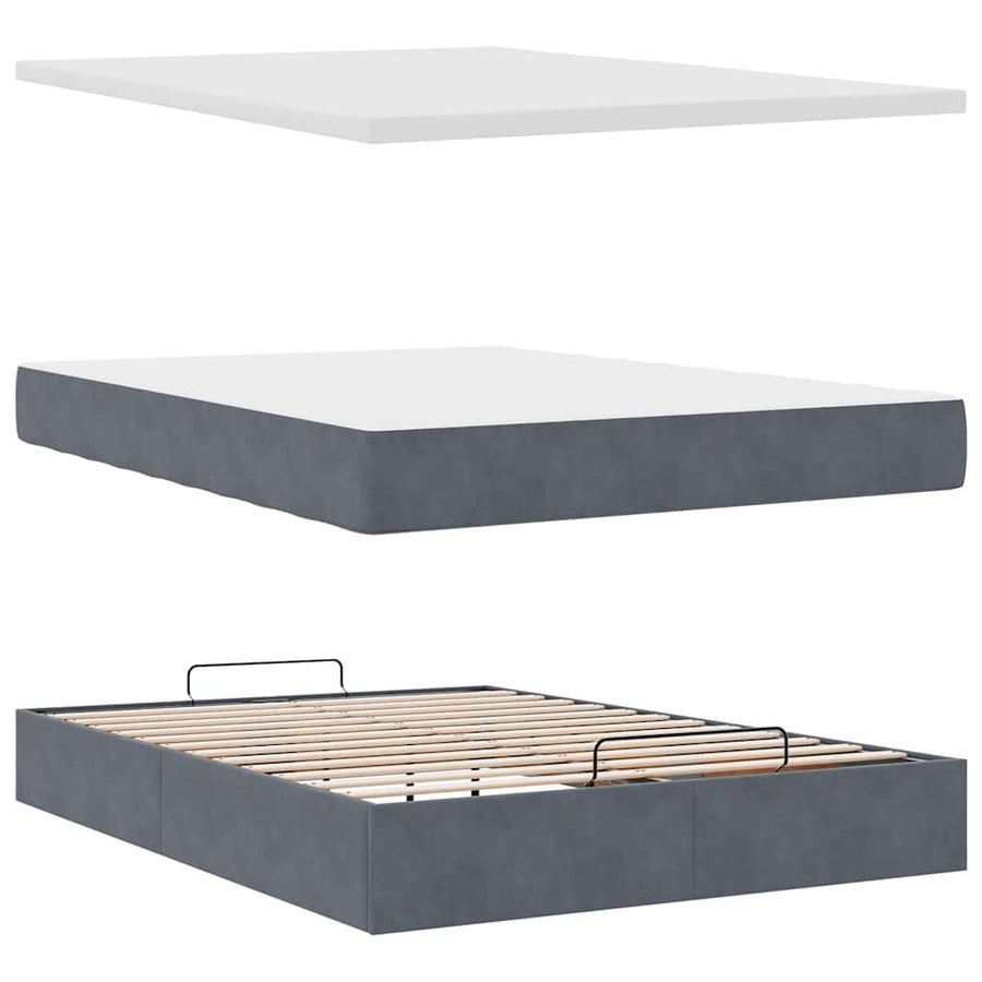 Ottoman bed met matrassen 140x190cm fluweel donkergrijs