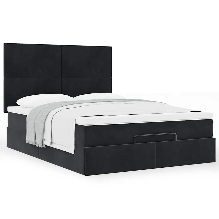 Ottoman bed met matrassen 140x190cm fluweel zwart