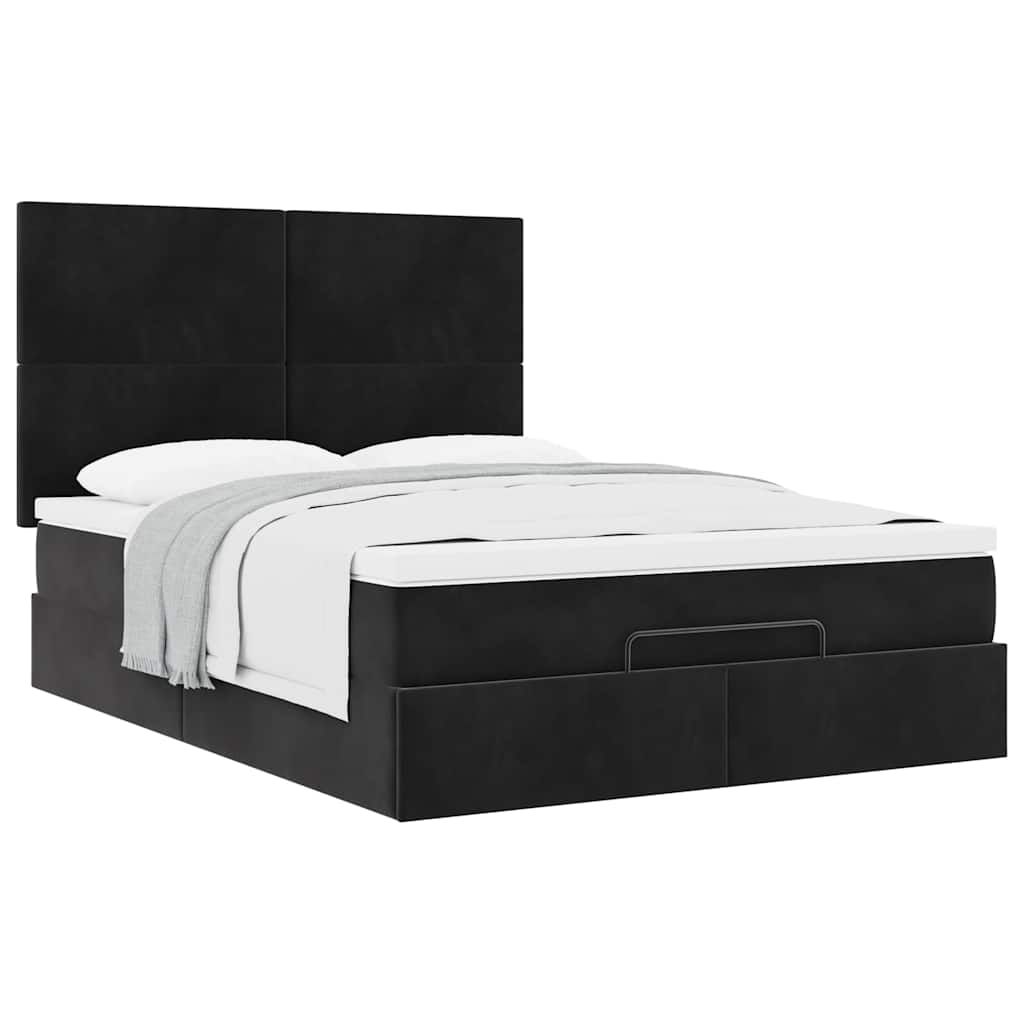 Ottoman bed met matrassen 140x190cm fluweel zwart