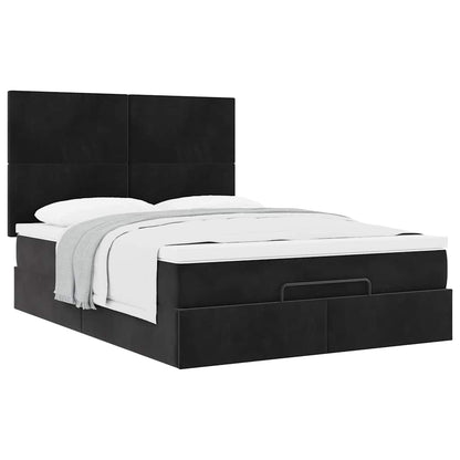 Ottoman bed met matrassen 140x190cm fluweel zwart