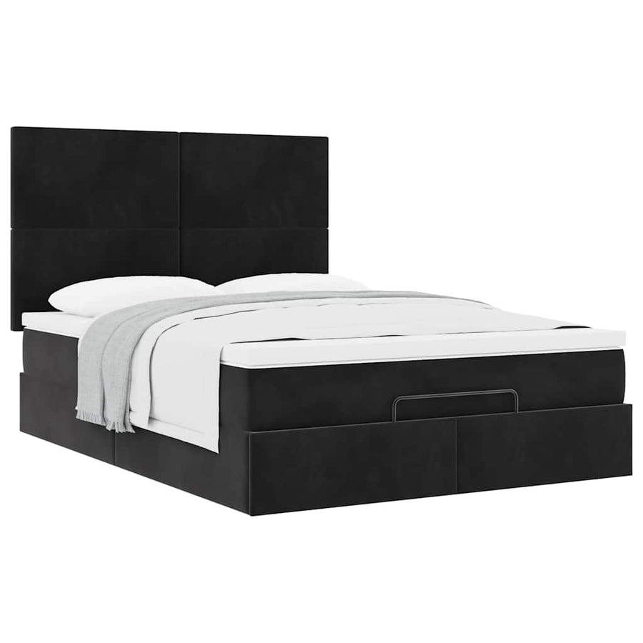 Ottoman bed met matrassen 140x190cm fluweel zwart