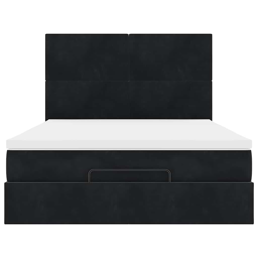 Ottoman bed met matrassen 140x190cm fluweel zwart