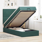 Ottoman bed with mattresses 140x190cm velvet dark green