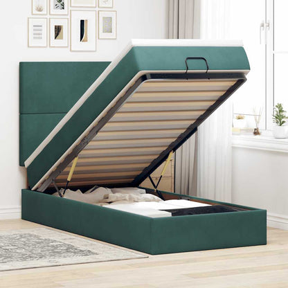 Ottoman bed met matrassen 140x190cm fluweel donkergroen