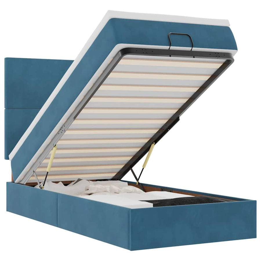 Ottoman bed met matrassen 140x190cm fluweel donkerblauw