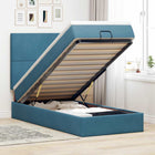 Ottoman bed 140x190 cm fluweel donkerblauw met opbergruimte