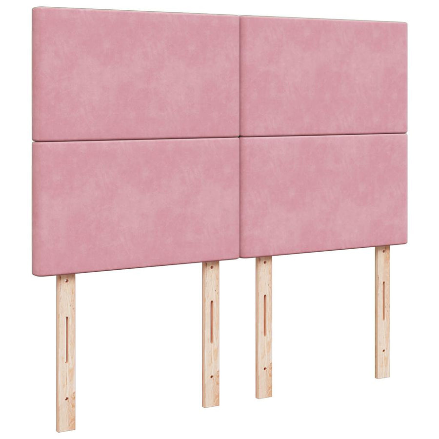 Ottoman bed met matrassen 140x190cm fluweel roze