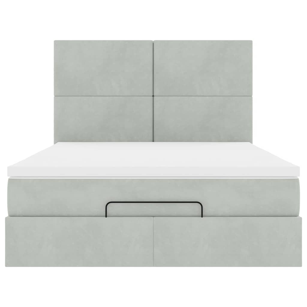 Ottoman bed met matrassen 140x200cm fluweel lichtgrijs