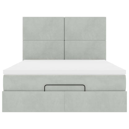 Ottoman bed met matrassen 140x200cm fluweel lichtgrijs