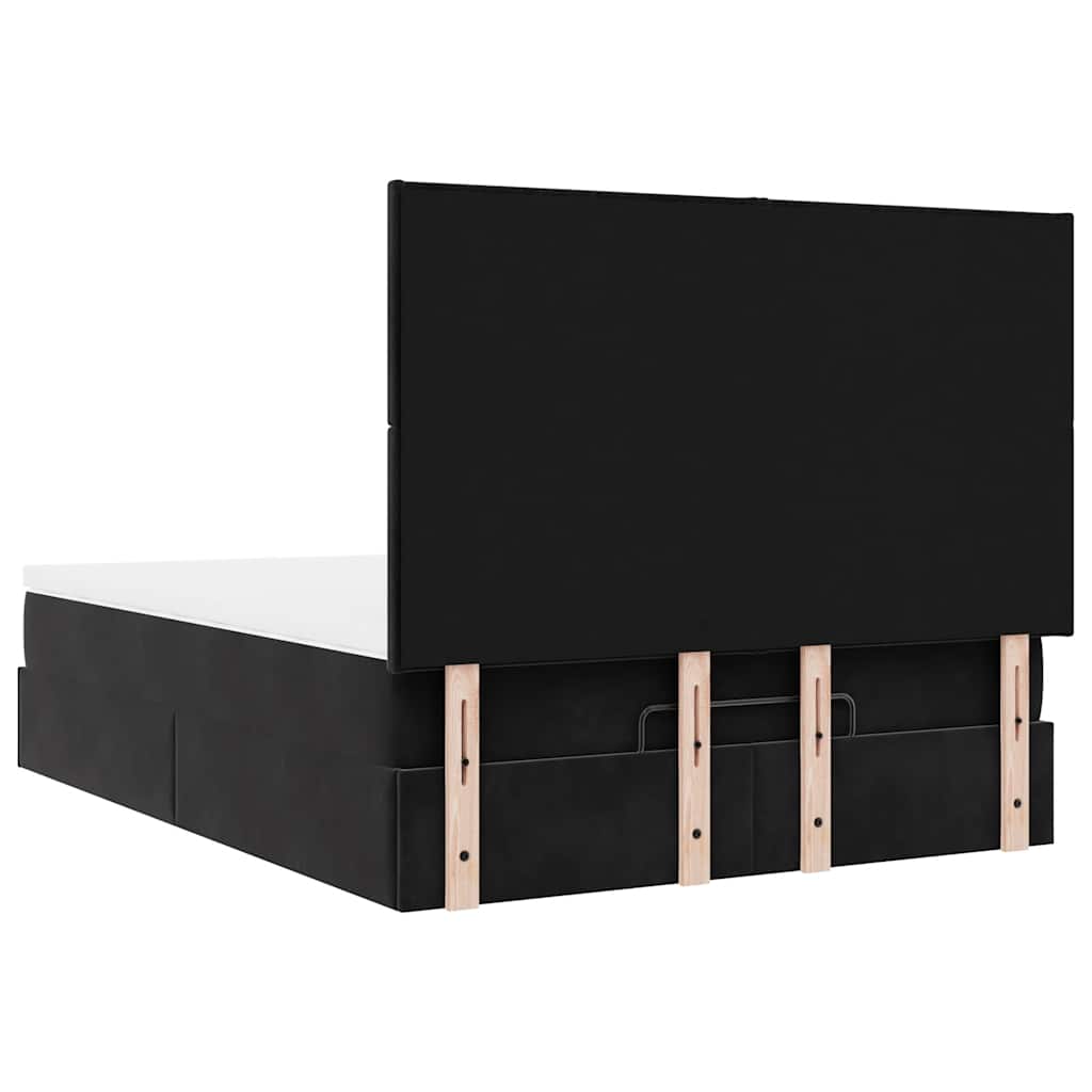 Ottoman Bed Met Matrassen 140X200Cm Fluweel 140 x 200 cm Zwart