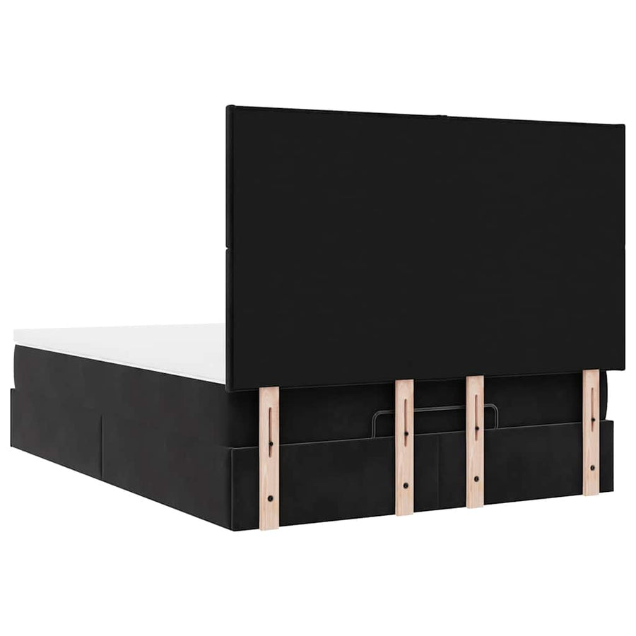 Ottoman Bed Met Matrassen 140X200Cm Fluweel 140 x 200 cm Zwart