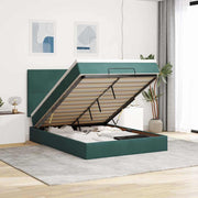 Ottoman bed 140x200 cm fluweel donkergroen met opbergruimte