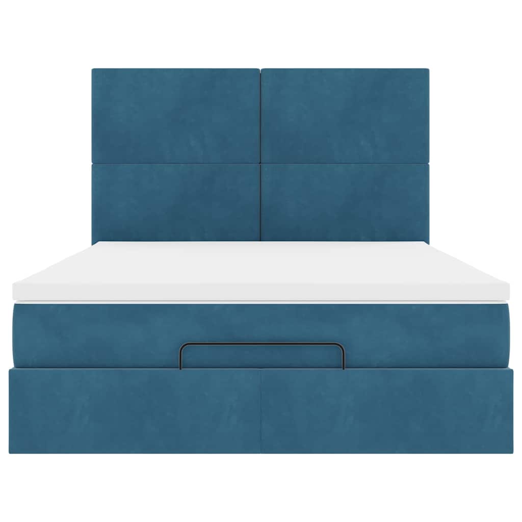 Ottoman bed met matrassen 140x200cm fluweel donkerblauw