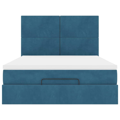 Ottoman bed met matrassen 140x200cm fluweel donkerblauw